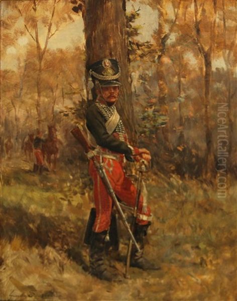 A Hussar Of The First Empire Oil Painting by Guido Sigriste