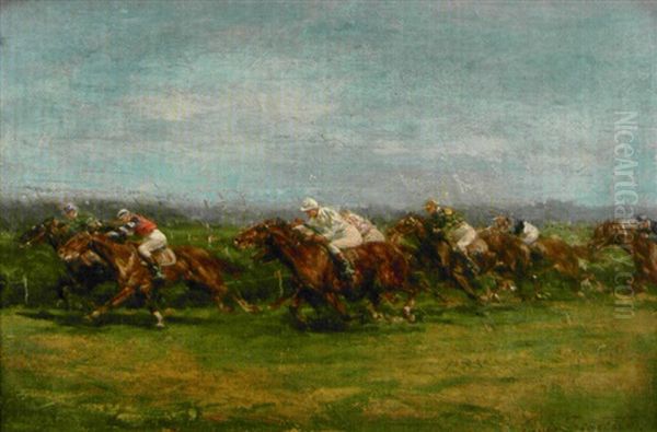 Course De Chevaux Oil Painting by Guido Sigriste