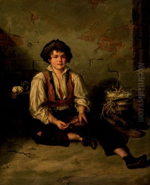 Chaval Comiendo Oil Painting by Joaquin Siguenza y Chavarrieta