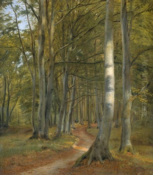 Waldweg Bei Iselingen Oil Painting by Herman Carl Sigumfeldt