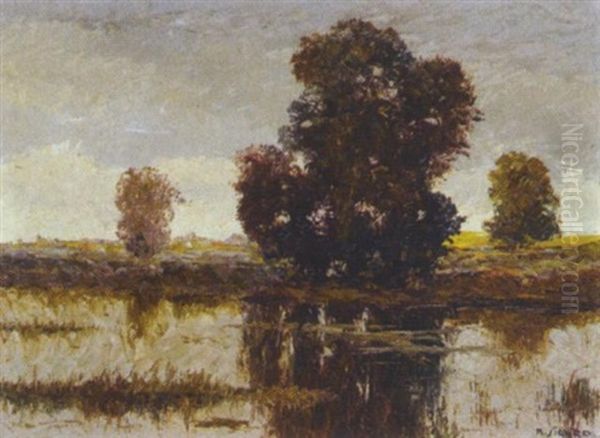 Donau Au Oil Painting by Rolf Sigurd