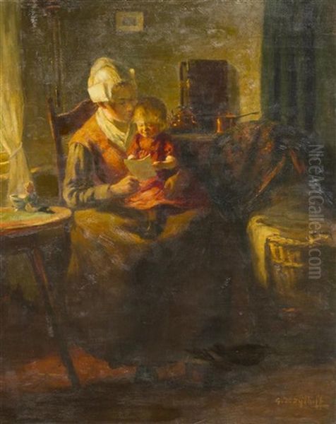 Dutch Interior Oil Painting by Gijsbertus Jan Sijthoff