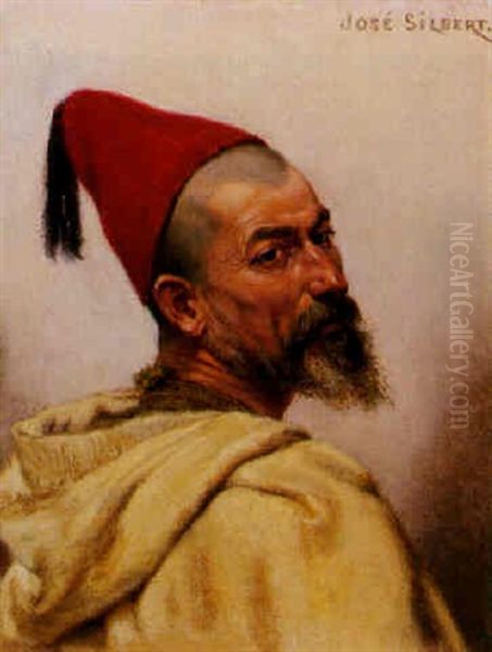 Portrait D'homme Vu De Trois-quarts Oil Painting by Jose Silbert