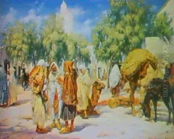 Le Marche A Kairouan Oil Painting by Marie-Jose Jean Raymond Silbert