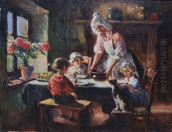 Le Diner Des Enfants Oil Painting by Max Silbert