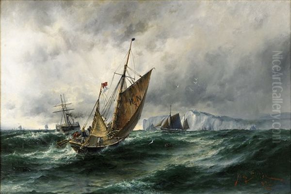 White Ships Of Dover Oil Painting by Herman Gustav af Sillen