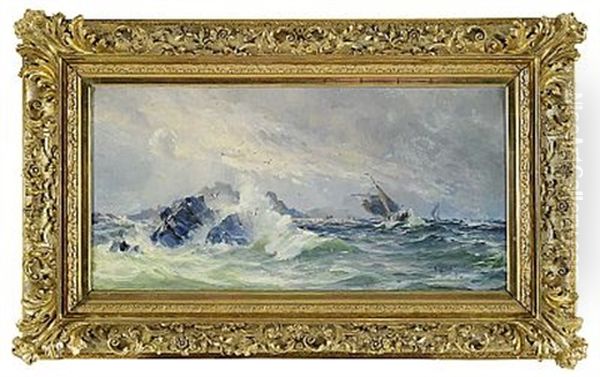 Skepp Vid Branningar Oil Painting by Herman Gustav af Sillen