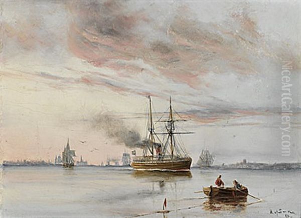 Skutor I Oresund Oil Painting by Herman Gustav af Sillen