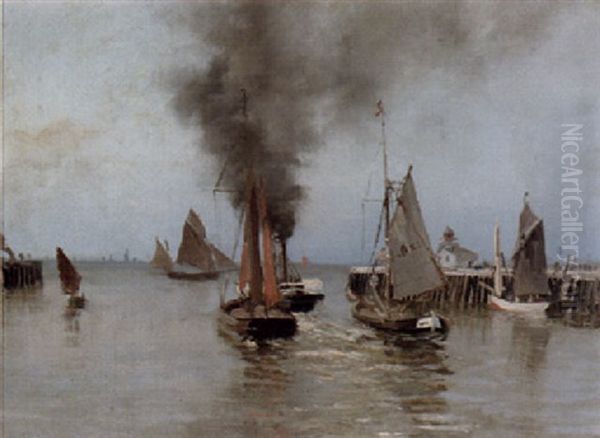 Kustlandskap Med Segelfartyg Oil Painting by Herman Gustav af Sillen