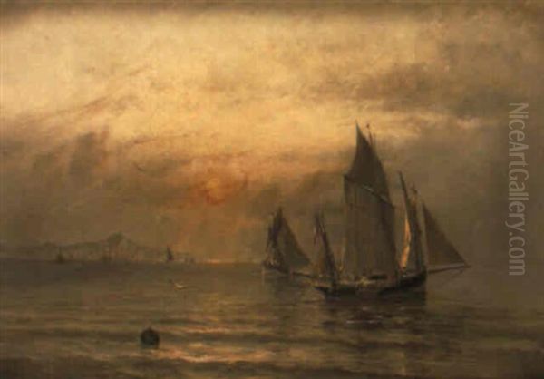 Soluppgang, Le Havre Oil Painting by Herman Gustav af Sillen