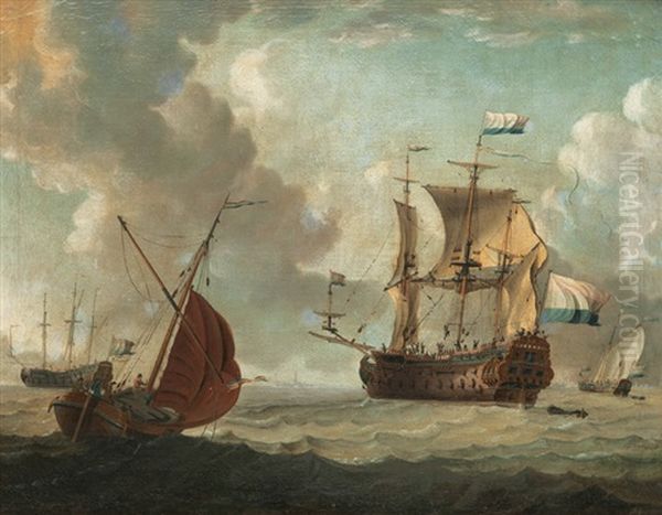 The Dutch East India Sailing Vessel Juffer Anna Oil Painting by Adam Silo