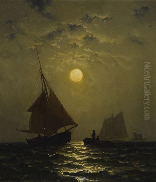 Moonlight Sail Oil Painting by Francis Augustus Silva