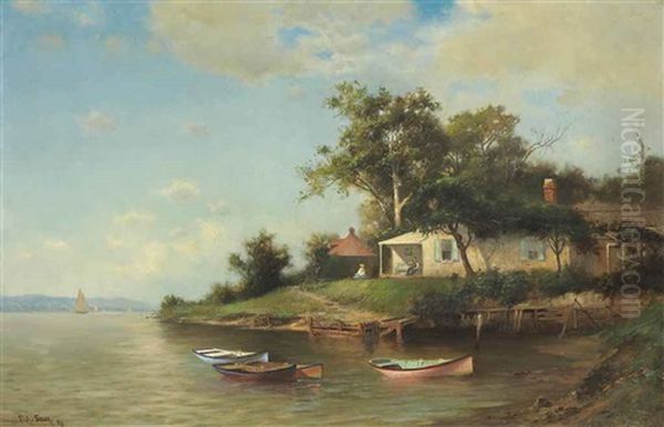 Shore Scene Oil Painting by Francis Augustus Silva