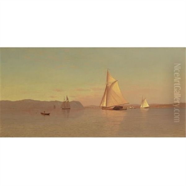 Sailing On The Hudson, Nyack Oil Painting by Francis Augustus Silva