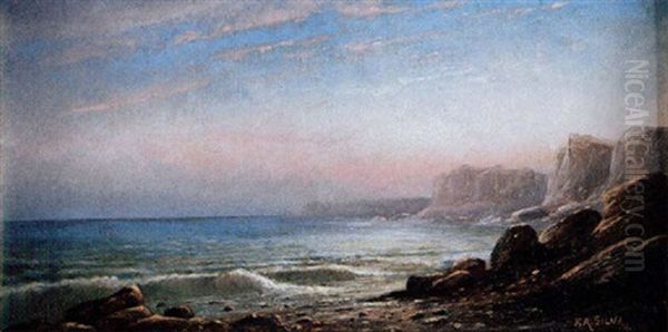 Rocky Cliffs And Shore At Sunset Oil Painting by Francis Augustus Silva