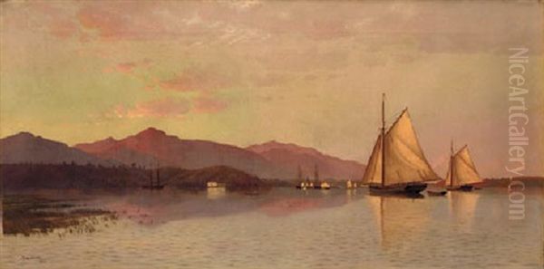 The Hudson River Looking Toward The Castkills Oil Painting by Francis Augustus Silva