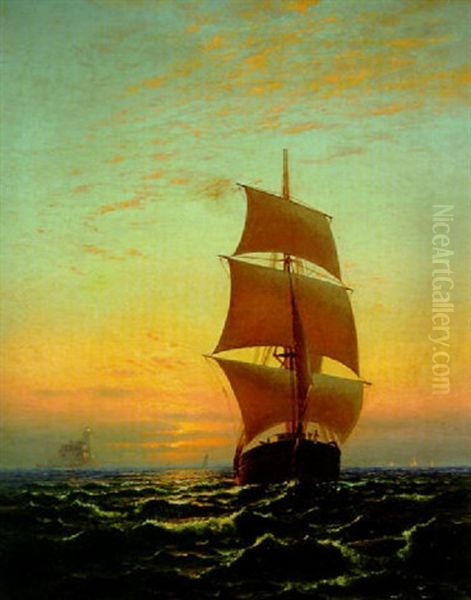 Sailing At Sunset Oil Painting by Francis Augustus Silva