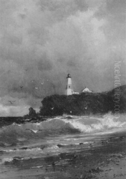 Landscape With Lighthouse Oil Painting by Francis Augustus Silva