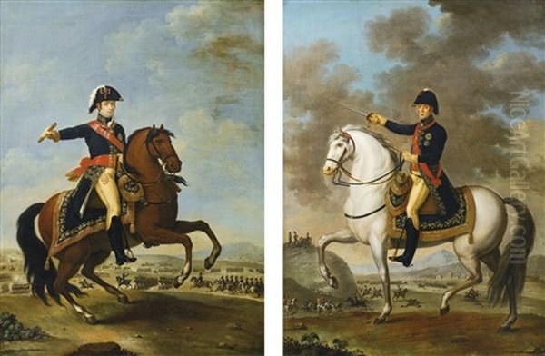 Portraits Of British Officers Serving With The Portuguese Army Oil Painting by Henrique Jose da Silva