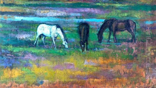 Paisaje Con Caballos Oil Painting by Ramon Silva