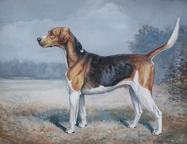 Vaulter - The Property Of The Duke Ofbeaufort, 1st Prize Stud Hound, Peterborough Oil Painting by Cuthbert Bradley