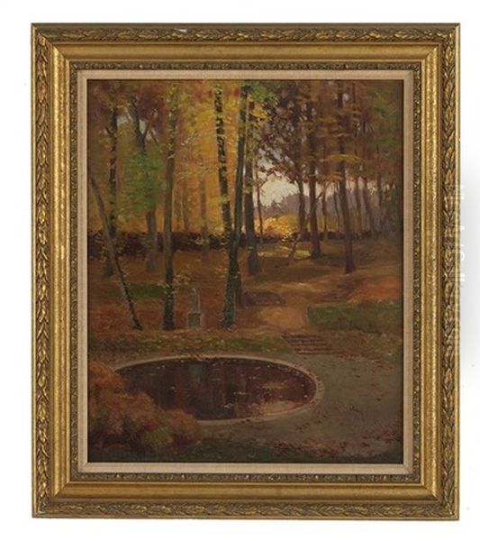 A Quiet Pond In The Park Oil Painting by William Posey Silva