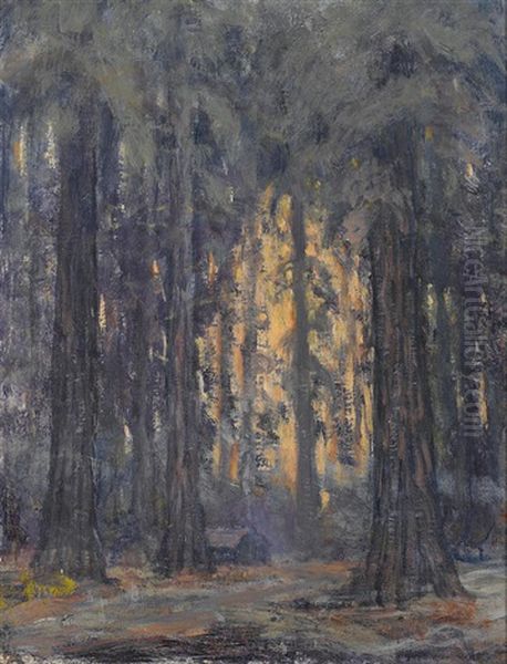 Redwoods Near Ben Bow Oil Painting by William Posey Silva