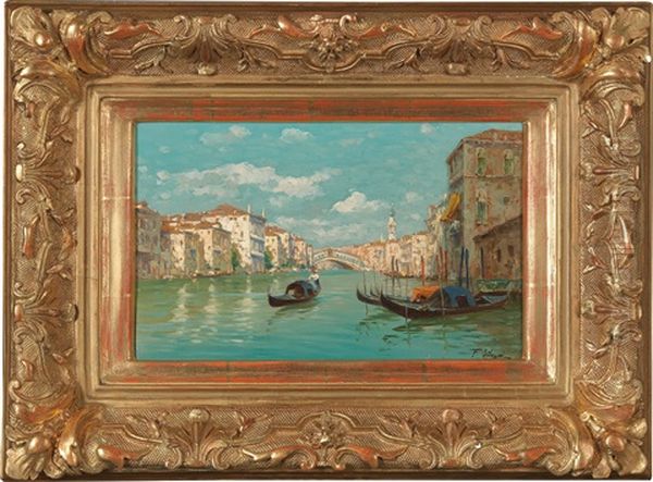 Venice, View Of The Grand Canal Oil Painting by Ferdinando Silvani