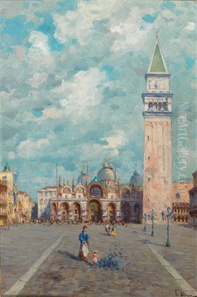 Blick Auf Die Piazza San Marco Oil Painting by Ferdinando Silvani