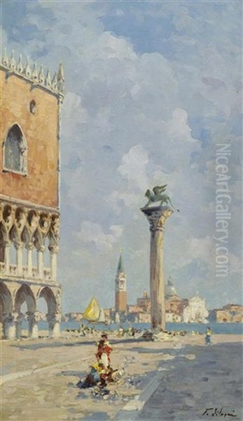 Blick Vom Markusplatz Auf San Giorgio Maggiore Oil Painting by Ferdinando Silvani