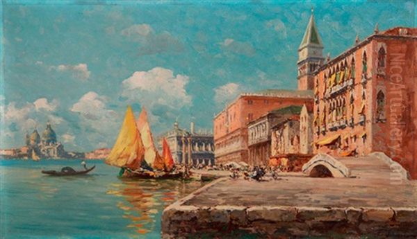 Riva Degli Schiavoni Oil Painting by Ferdinando Silvani