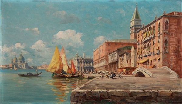 Riva Degli Schiavoni Oil Painting by Ferdinando Silvani