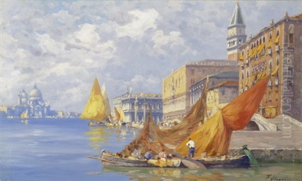 Riva Degli Schiavoni Oil Painting by Ferdinando Silvani