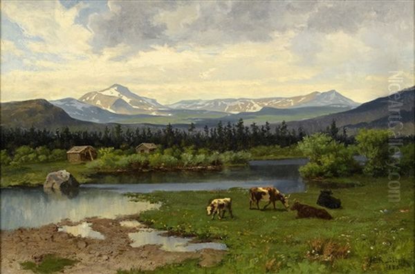 Landskap Fran Tjamotis, Lappland Oil Painting by Jacob Silven