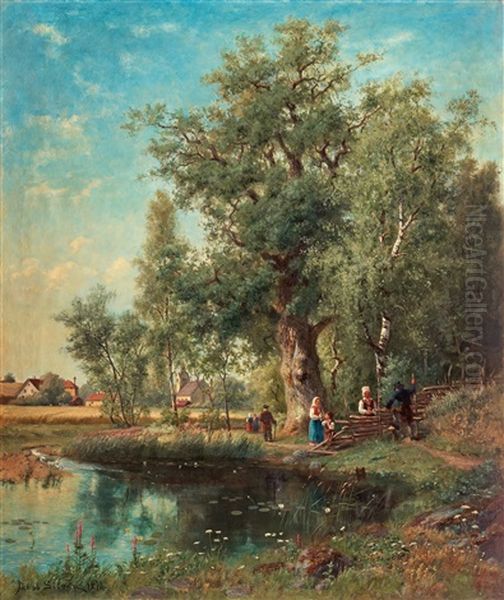 Sommarlandskap Med Kyrka Oil Painting by Jacob Silven