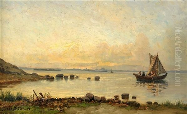 Kustlandskap Med Segeleka Oil Painting by Jacob Silven