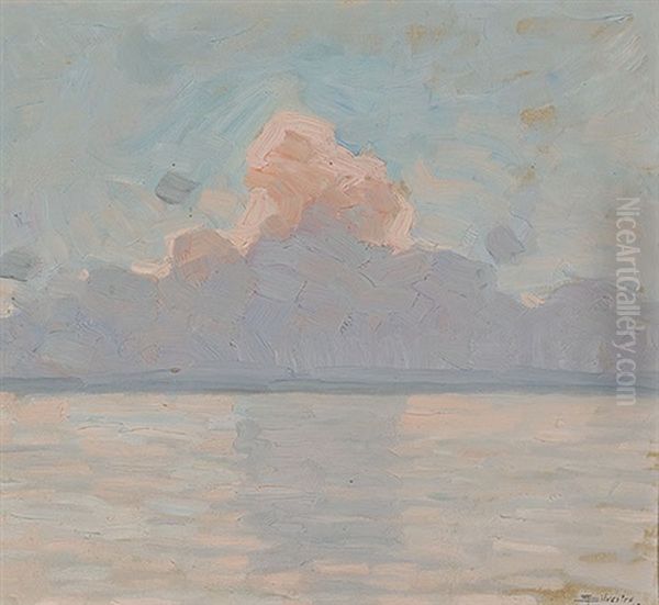 Wolkenstimmung Am Lac Leman Oil Painting by Albert Henri Louis Silvestre