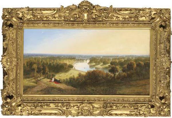 View Of The Thames From Richmond Hill Oil Painting by Edward Bradley