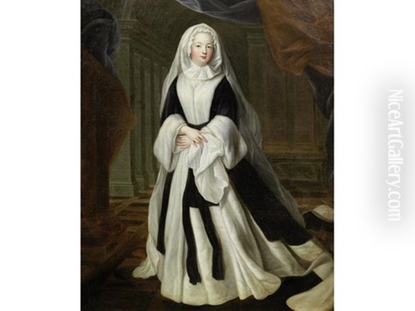 Portrait Of Marie Louise Elisabeth D'orleans, Dowager Duchess Of Berry, Three-quarter-length, In Mourning Dress Oil Painting by Louis de Silvestre