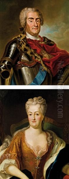 Friedrich August I Von Sachsen, Genannt August Der Starke (+ Christiane Eberhardine Von Brandenburg-bayreuth; Pair) Oil Painting by Louis de Silvestre