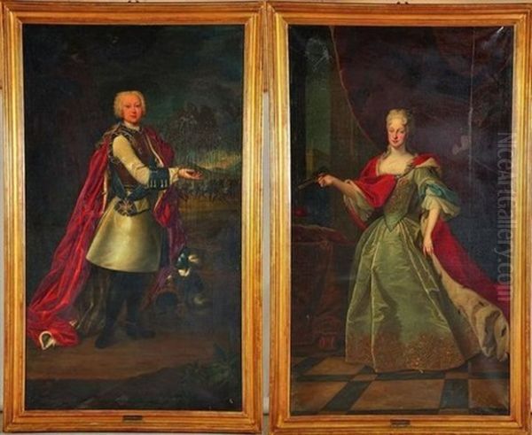 Portrait De Marie-josephe De Habsbourg (+ Portrait De Frederic Iv De Saxe; Pair) Oil Painting by Louis de Silvestre