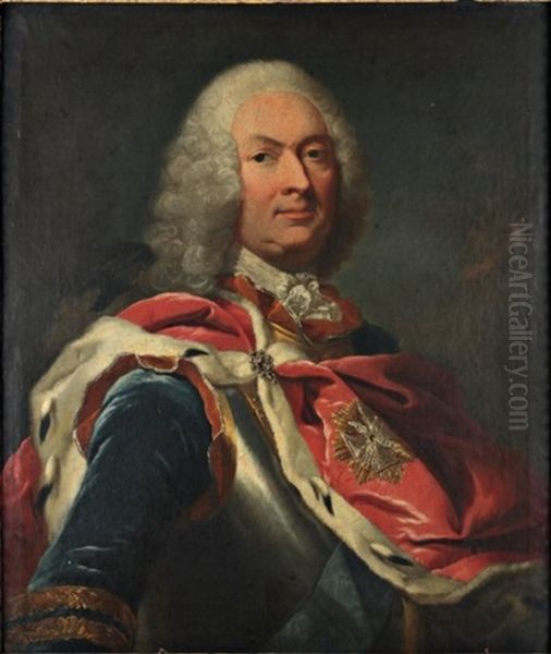 Portrait Presume D'un Chevalier De L'ordre De L'aigle Blanc De Pologne Oil Painting by Louis de Silvestre