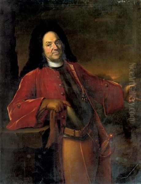 Portrait Of A Nobleman, General G. Von Robel (?), In A Militairy Costume Oil Painting by Louis de Silvestre