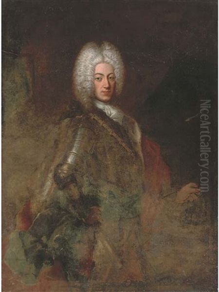 Portrait Of A Gentleman, Three-quarter-length, In Armour Oil Painting by Louis de Silvestre