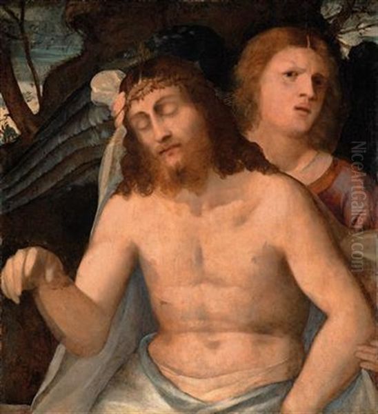 Christ Supported By An Angel Oil Painting by Giampietro Silvio