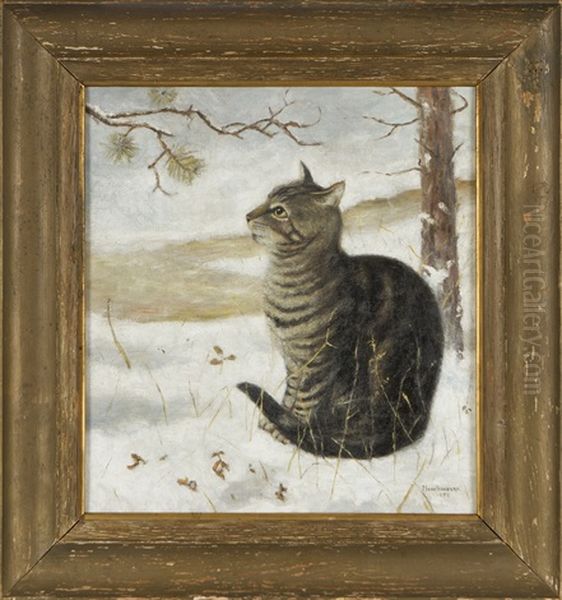 Cat Oil Painting by Hugo Simberg