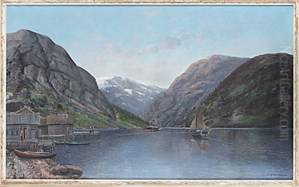 Fjordlandskap Oil Painting by Sigvald Simensen