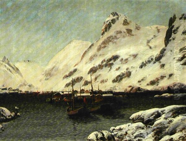 Fra Lofoten I Norrland Oil Painting by Sigvald Simensen