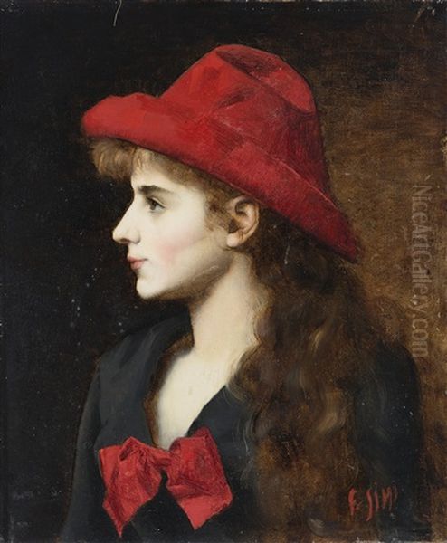 Donna Con Cappello Oil Painting by Filadelfo Simi