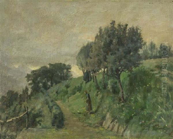 Paesaggio Con Figura Oil Painting by Filadelfo Simi